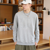 布衣传说280g小毛圈棉卫衣男士宽松圆领外套上衣服潮 花灰 S