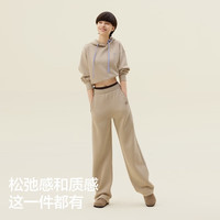 蕉内非常裤505Regular女士空气棉香蕉阔腿卫裤显瘦显腿长运动休闲女裤 杏卡其 XL