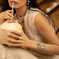 APM Monaco[新品]孔雀石Meteorites手链金黄色手饰七夕礼物 孔雀石手链