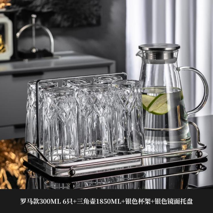 高档家用水晶玻璃杯子家庭套装客厅耐高温高端茶杯水杯待客高级感