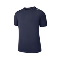 鸿星尔克速干短袖男夏季男士跑步冰丝速干衣t恤男生运动上衣 黑曜蓝 XL