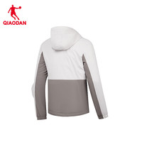 乔丹QIAODAN羽绒服男外套夏季保暖连帽防风运动风衣 浅苔灰/黑色 S 165