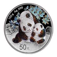 2024年龙年熊猫银币纪念币(精制币) 150克999足银银猫单枚 配证书收藏盒