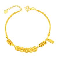 谢瑞麟黄金手链足金平安碎碎冰铜钱手链计价 足金碎碎冰铜钱手链约9.57克