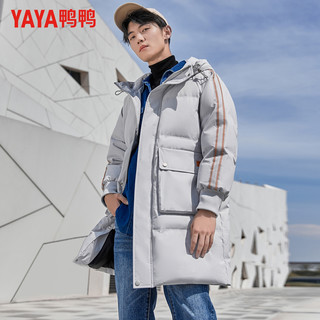鸭鸭 男士中长款连帽加厚羽绒服