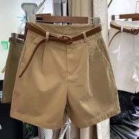 婍妡外穿短裤女2025夏装韩版新款宽松显瘦高腰阔腿薄款休闲五分裤 白色 XL 建议115-130