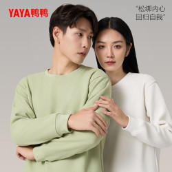 YAYA 鸭鸭 羊毛蚕丝华夫格圆领卫衣