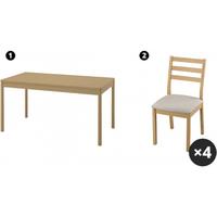宜家（IKEA）TONSTAD图恩斯塔餐桌家用长方形餐厅桌子 橡木贴面桌子+仿橡木椅子×4