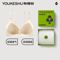 YOUKESHU 内衣女无痕夏季轻薄无钢圈软支撑大胸显小胸聚拢透气凉感文胸 暖柔沙 M