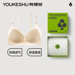 YOUKESHU 内衣女无痕夏季轻薄无钢圈软支撑大胸显小胸聚拢透气凉感文胸 暖柔沙 M