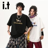 it:CHOCOOLATE可爱小狗印花潮流款宽松短袖显瘦圆领上衣T恤