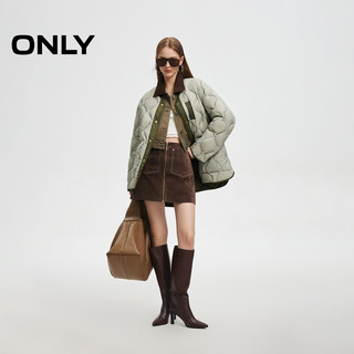 ONLY2025冬季90白鸭绒百搭轻盈撞色拼条设计宽松羽绒服女 180/96A/XXL