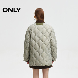 ONLY2025冬季90白鸭绒百搭轻盈撞色拼条设计宽松羽绒服女 180/96A/XXL