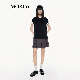 MO&Co.【C+系列】短袖T恤2025秋刺绣标识宽松圆领自然棉MBE3TEE004 深宝蓝色 S /160