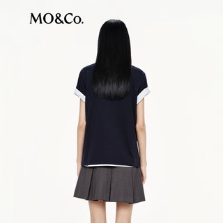 MO&Co.【C+系列】短袖T恤2025秋刺绣标识宽松圆领自然棉MBE3TEE004 深宝蓝色 S /160