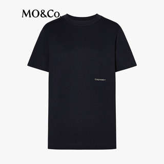 MO&Co.【C+系列】短袖T恤2025秋刺绣标识宽松圆领自然棉MBE3TEE004 深宝蓝色 S /160