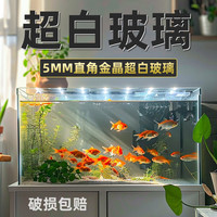 西洲曲 超白玻璃鱼缸小型客厅桌面长方形斗鱼金鱼乌龟缸造景养鱼生态草缸 22x16x17cm超白缸