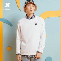 XTEP特步男卫衣季圆领针织套头衫宽松休闲运动上衣长袖男装 本白-女0077 2XL