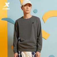 XTEP特步男卫衣季圆领针织套头衫宽松休闲运动上衣长袖男装 正黑色-女0104 3XL