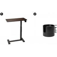 宜家（IKEA）BOLLSIDAN波席当移动床边桌升降桌简易电脑桌书桌家用懒人桌子 笔记本支架黑色+杯架