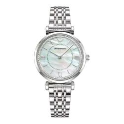 EMPORIO ARMANI 安普里奥·阿玛尼（Emporio Armani）手表女士满天星银色钢带贝母表盘石英腕表女AR11701