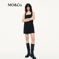MO&Co.连衣裙2025秋挺括方领拉链开叉时装短裙低腰附腰带MBE3DRS032 黑色 S /160
