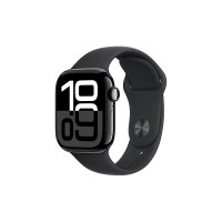 苹果 Apple Watch Series 10 智能手表 GPS款 42mm 亮黑色铝金属表壳 黑色橡胶表带 S/M