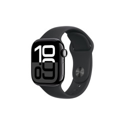 苹果 Apple Watch Series 10 智能手表 GPS款 42mm 亮黑色铝金属表壳 黑色橡胶表带 S/M