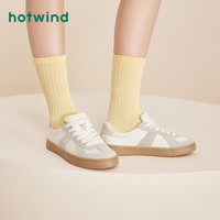 热风 hotwind春季德训鞋休闲板鞋复古拼色小白鞋简约通勤女鞋 03米色 40