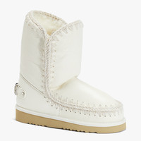 mou 冬 ESKIMO 24女士羊皮毛一体漆皮圆头平底雪地靴