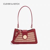 CLEVER&KETCH 高级感红色新娘结婚包包女2025新款千鸟格单肩腋下包