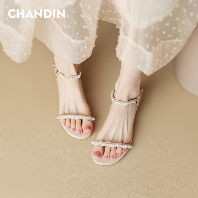 浅町 CHANDIN 女士一字带凉鞋 10047012083873