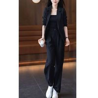 时尚休闲女士西服套装女2025秋季小众西装外套+阔腿裤两件套