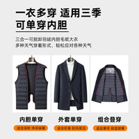 罗蒙（ROMON）【绵羊毛可脱卸羽绒内胆】毛呢大衣男中长款加厚保暖外套 藏青 XL (180)