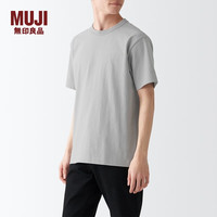 MUJI 無印良品 无印良品（MUJI） 男式 粗棉线 天竺织 短袖T恤 打底衫男款 纯棉全棉 ABA18A2S 浅银灰色 S 165/84A