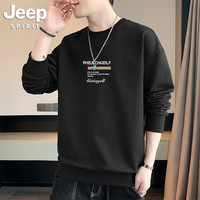 JEEP SPIRIT吉普圆领套头卫衣男春秋季长袖打底衫内搭秋装上衣服 WY208黑色 3XL