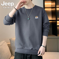 JEEP SPIRIT吉普圆领套头卫衣男春秋季长袖打底衫内搭秋装上衣服 WY207深灰色 XL