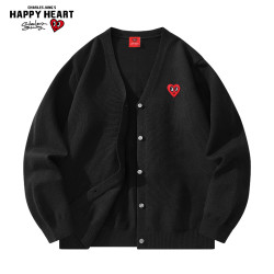 CHARLES JANG'S HAPPY HEART 查尔斯桃心 青少年基础V领针织开衫毛衣 241623JTCHCM-3988