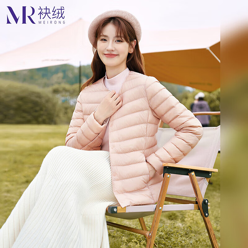 袂绒轻薄羽绒服女短款七夕礼物秋冬季时尚修身外套