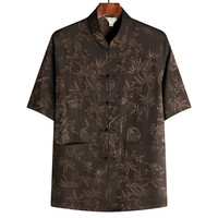 九鹿龙 爸爸夏装短袖唐装中老年男休闲上衣老年人衣服60岁70爷爷冰丝套装