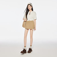 A21女装宽松落肩圆领套头短袖t恤打底衫短袖背心 黑色F452231093 L