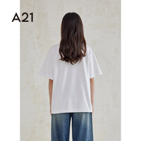 A21女装宽松落肩圆领套头短袖t恤打底衫短袖背心 啡色F442231068 M