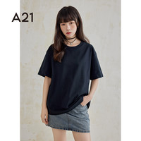 A21女装宽松落肩圆领套头短袖t恤打底衫短袖背心 浅灰红F452231093 M
