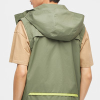 波司登奥莱夹克春季男款大口袋机能工装马甲短款户外外套连帽背心 布丁白8391 180/96A