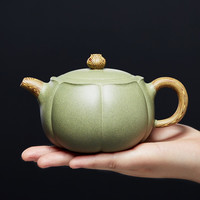 尊壶 青莲壶 紫砂壶 手工茶具 200ml 豆青色