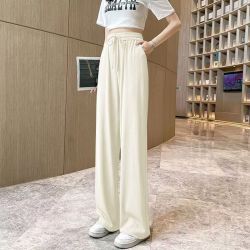 壹号凤 2025夏季薄款冰丝阔腿裤 1件：杏色