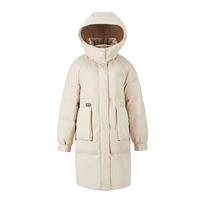 雅鹿【千鸟格】中长款羽绒服女款冬季时尚过膝拼接羽绒外套女 黑色 L (165) 【125-140斤】