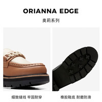Clarks其乐Orianna Edge女鞋春夏奶油鞋JK学院风厚底乐福鞋豆豆鞋单鞋 肉粉色/白色 261703604 41