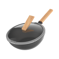 悦味 MOTOMI系列 TP1C30 炒锅(30cm、不粘、有涂层、铝合金、黑色/原木）
