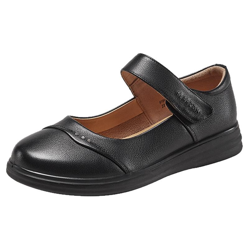 意尔康女鞋2025老太太单鞋真皮皮鞋舒适软底中老年奶奶鞋